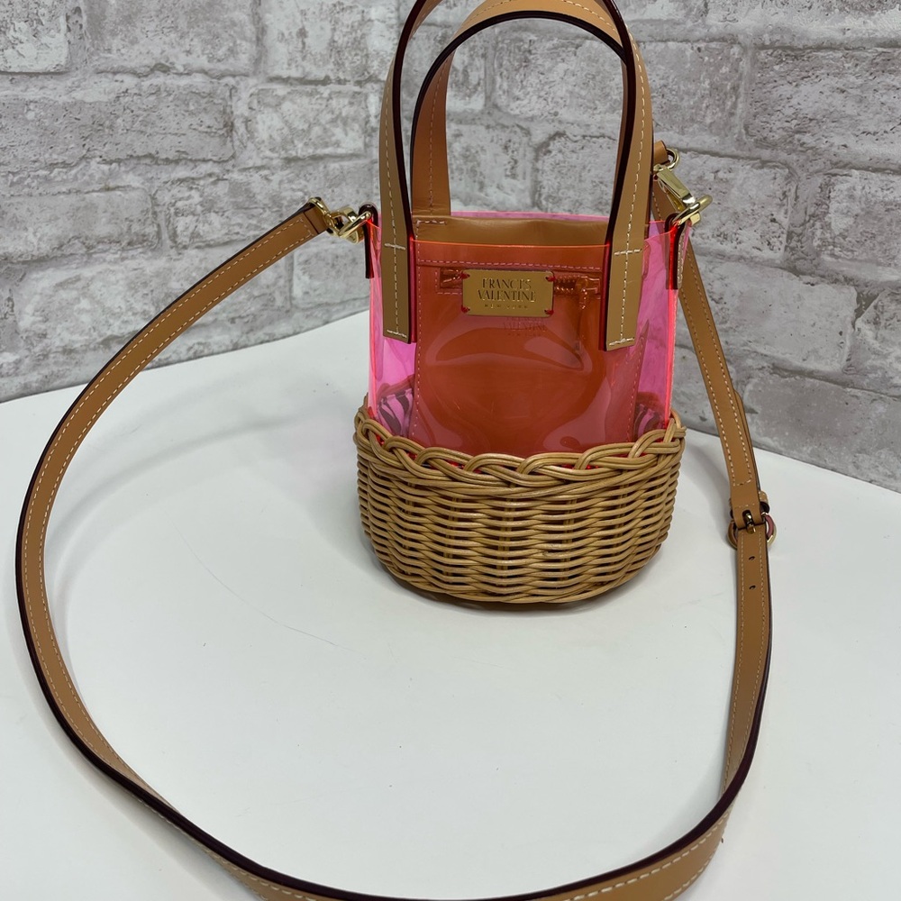 Frances Valentine Mini Basket Bucket Bag Translucent Pink Clear NWOT Rare HTF - Picture 2 of 8